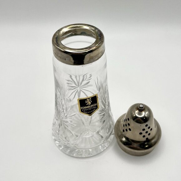 Vintage Edinburgh Scotland Crystal Muffineer Sugar Shaker Cut Glass Silverplated - Picture 7 of 11